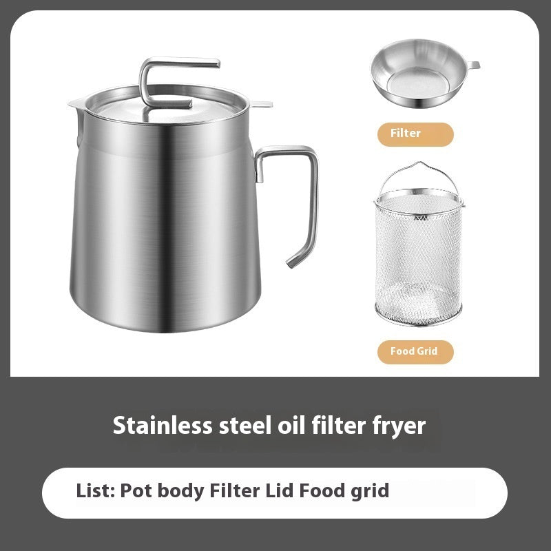 304 Stainless Steel Versatile Oil Filter Vessel Large Capacity With Filter Frying Basket Deep Fryer Separating Grease Separator