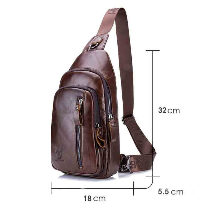 Men's Leather Shoulder Messenger Chest Bag Top Layer Cowhide Fashion Multifunctional