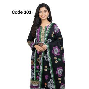 Black Blockprint Three Piece