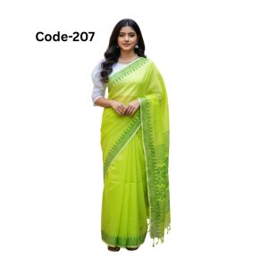 Light Green Semi Muslin Silk Saree
