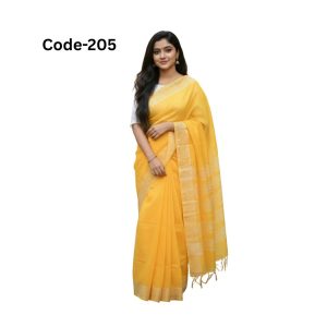 Semi Muslin Silk Yellow Saree